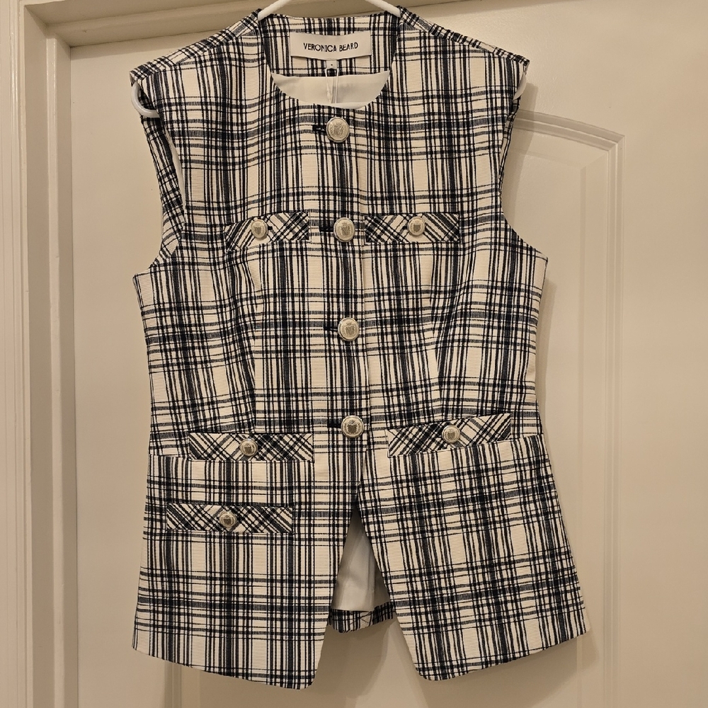 Veronica Beard Monochrome Checkered Vest